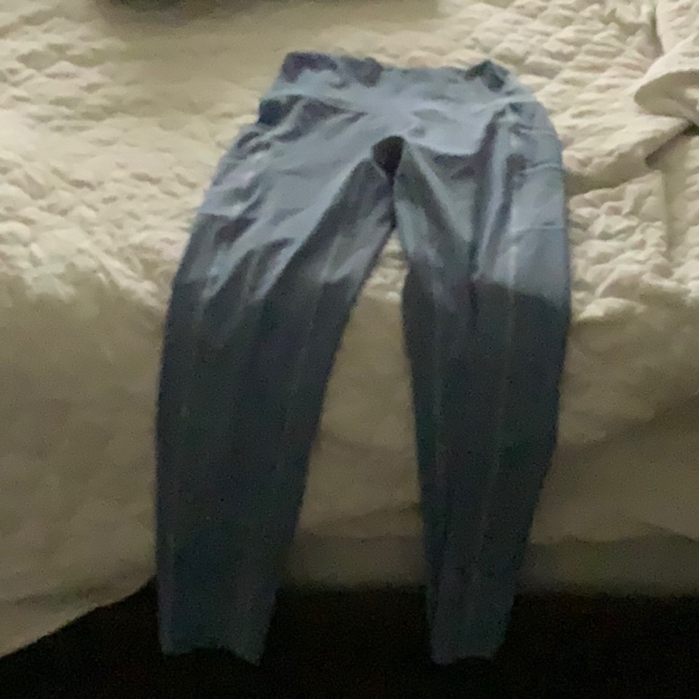 i am selling a pair of stretchy baby blue leggings.